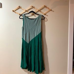 Anthropologie green/white asymmetrical dress
